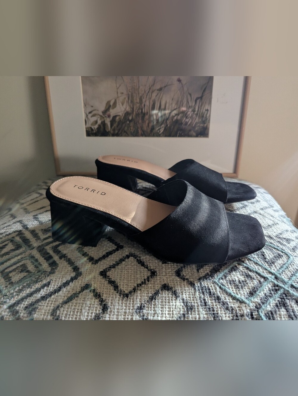Torrid Black Wide Strap Block Heel Mules